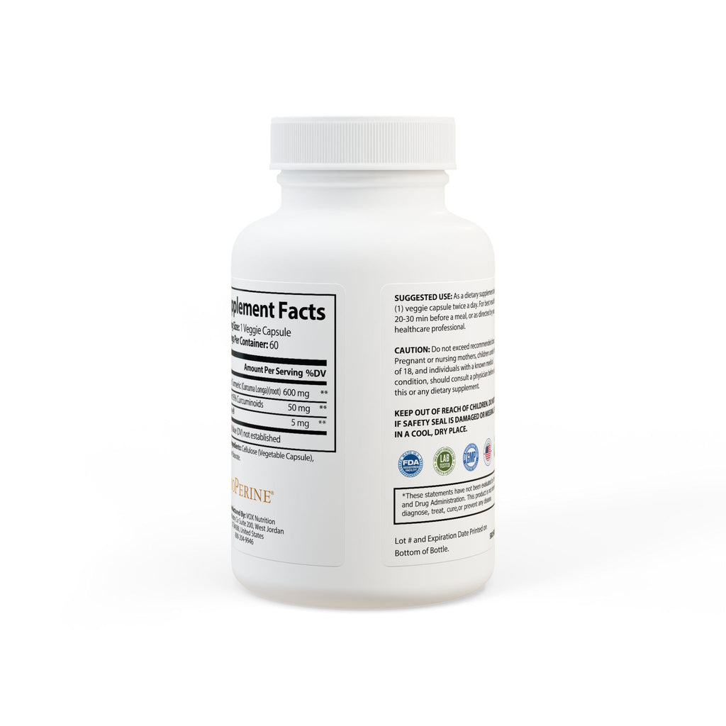 Turmeric with BioPerine® (Black Pepper Fruit Extract) Supplement - 60 Capsules