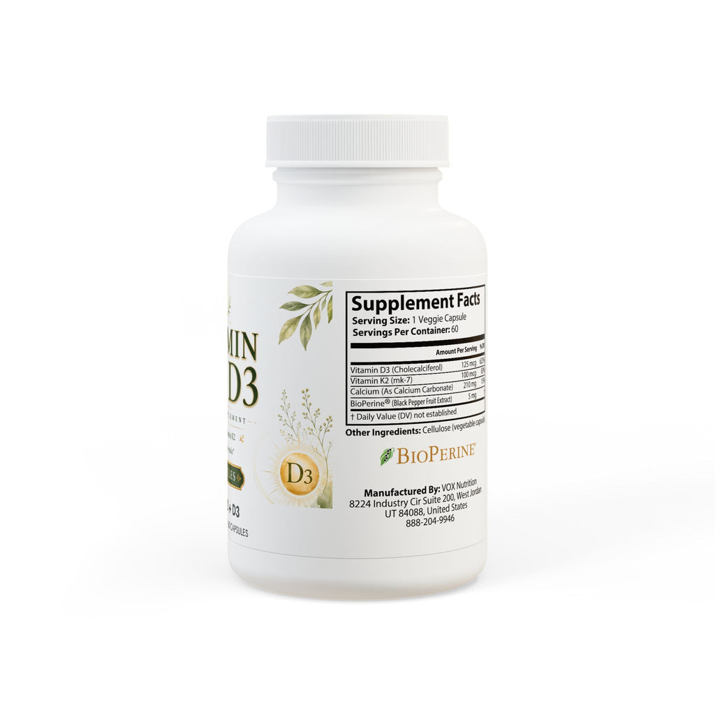 Vitamin K2 + D3 Supplement - 60 Capsules