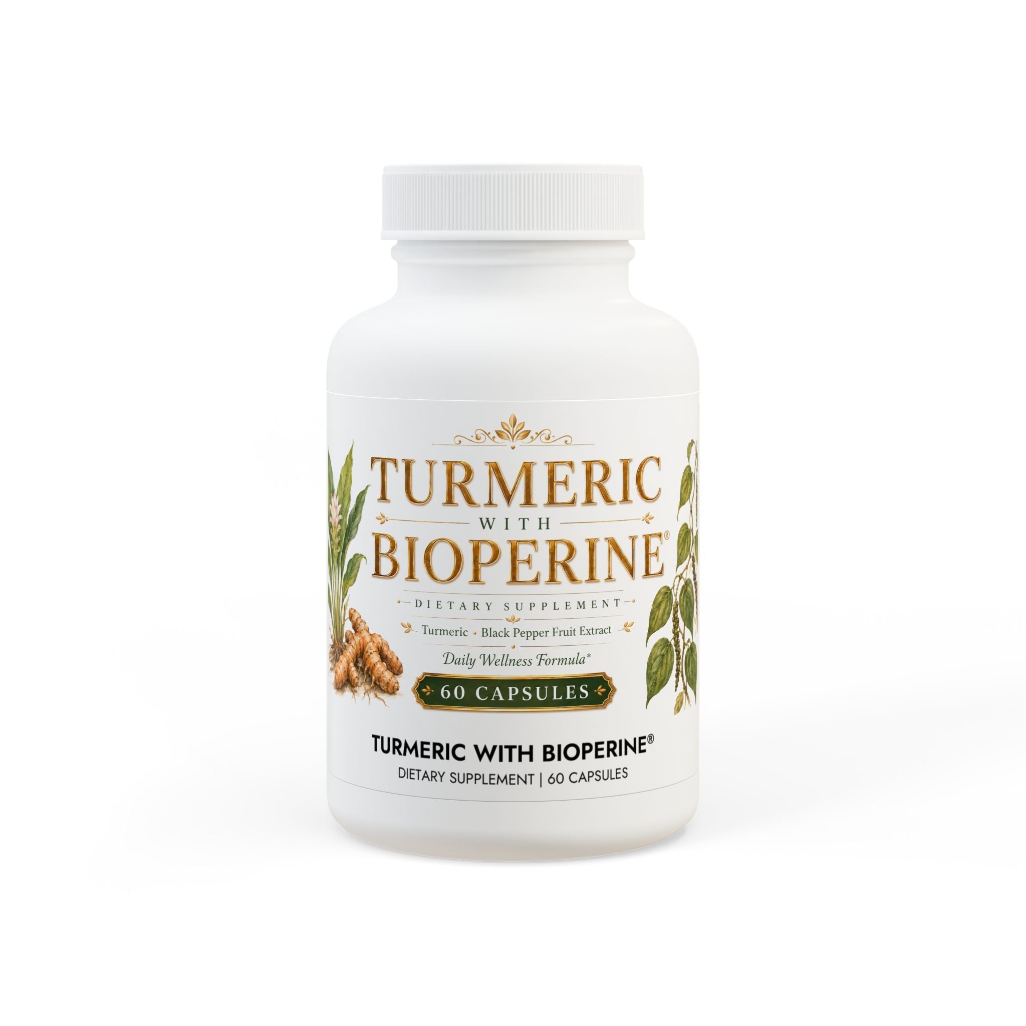 Turmeric with BioPerine® (Black Pepper Fruit Extract) Supplement - 60 Capsules